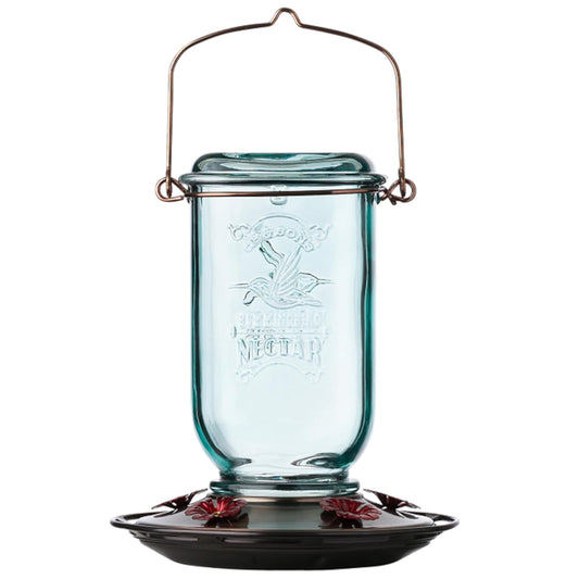 More Birds Hummingbird Feeder, Glass Hummingbird Feeders, 5 Feeding Stations, 25-Ounce Nectar Capacity, Mason Jar