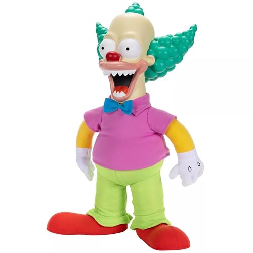 Jakks Pacific - The Simpsons Talking Krusty Doll de 40 cm – Modos Bueno/Malo, Frases en Inglés y Switch, con Cuerda Tiradora – Peluche Articulado Oficial para Fans 14+ Años