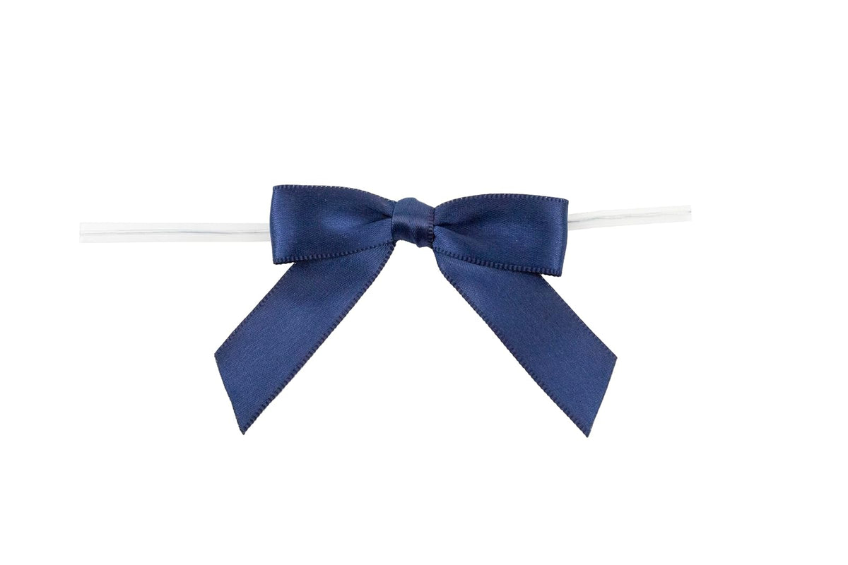 Reliant Ribbon 100 Piece Bow 2.5 Span X 1.75 Tails Twist Tie Ribbon, Navy, 5/8" - Azul marino - 5 - 8"