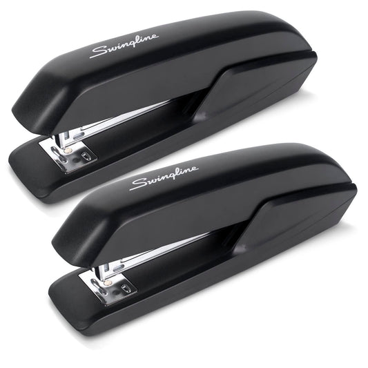 Swingline Grapadora estándar, capacidad de 20 hojas, versión ecológica, sin atascos, paquete de 2, negro (54501)
