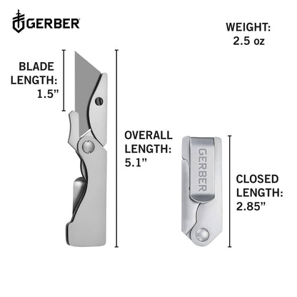 Gerber Eab Cuchillo de Bolsillo | Acero inoxidable, 1.5 in, filo liso, clip de bolsillo, liner lock