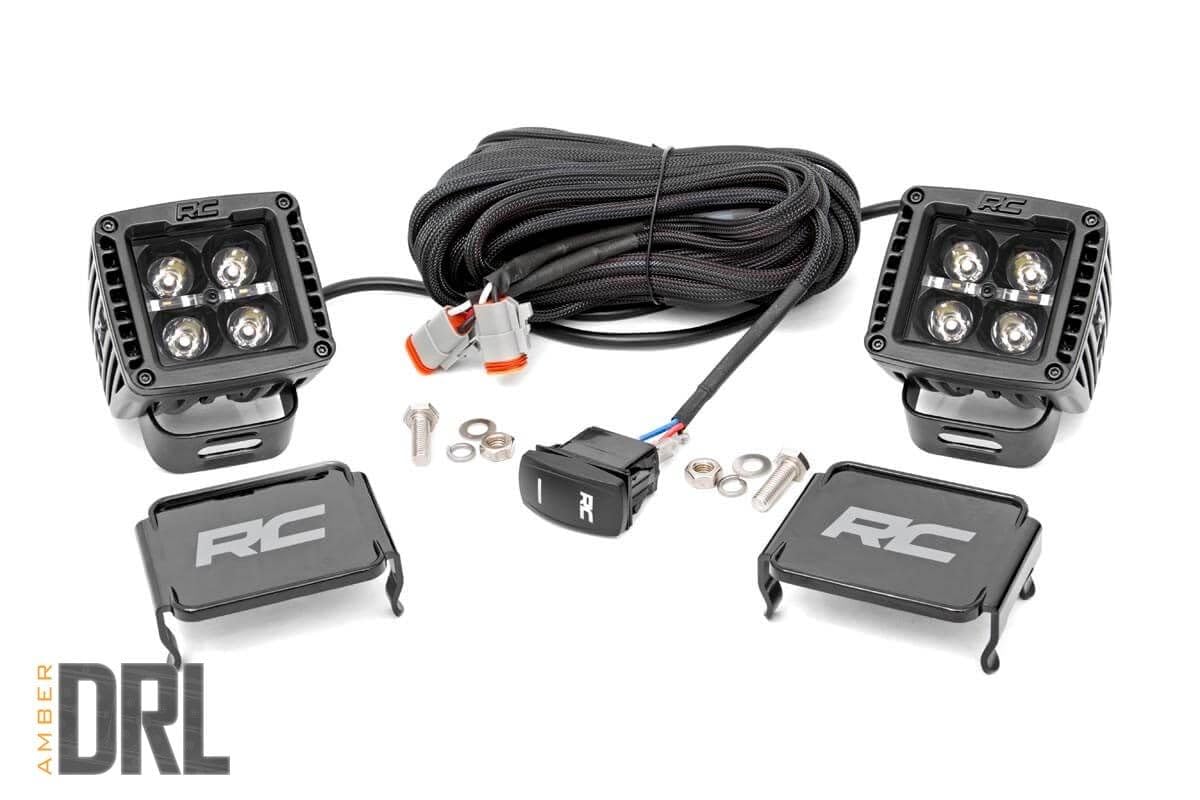 Rough Country Luces LED DRL 2" Cuadradas CREE Cube Ámbar para SUV y Camiones