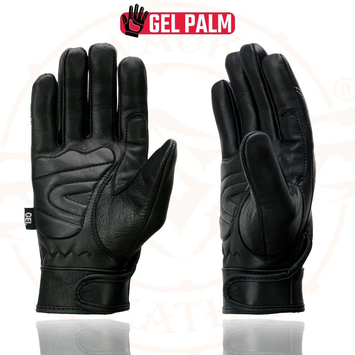 Milwaukee Leather SH820 - Guantes de mano de cruising de piel negra con palma de gel para hombre, talla M