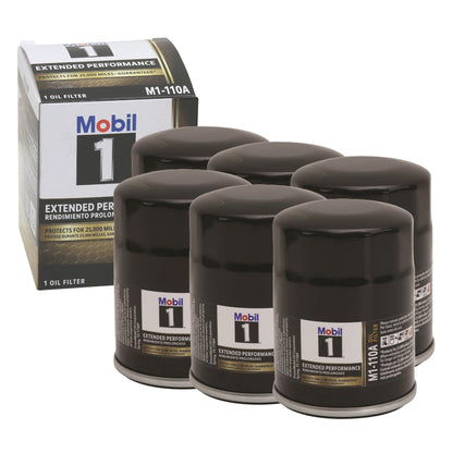 Mobil 1 M1-110 / M1-110A Filtro de Aceite de Alto Rendimiento, Paquete de 6 | Mezcla sintética, protección de alta eficiencia de 25.000 millas
