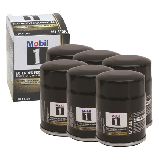Mobil 1 M1-110 / M1-110A Filtro de Aceite de Alto Rendimiento, Paquete de 6 | Mezcla sintética, protección de alta eficiencia de 25.000 millas