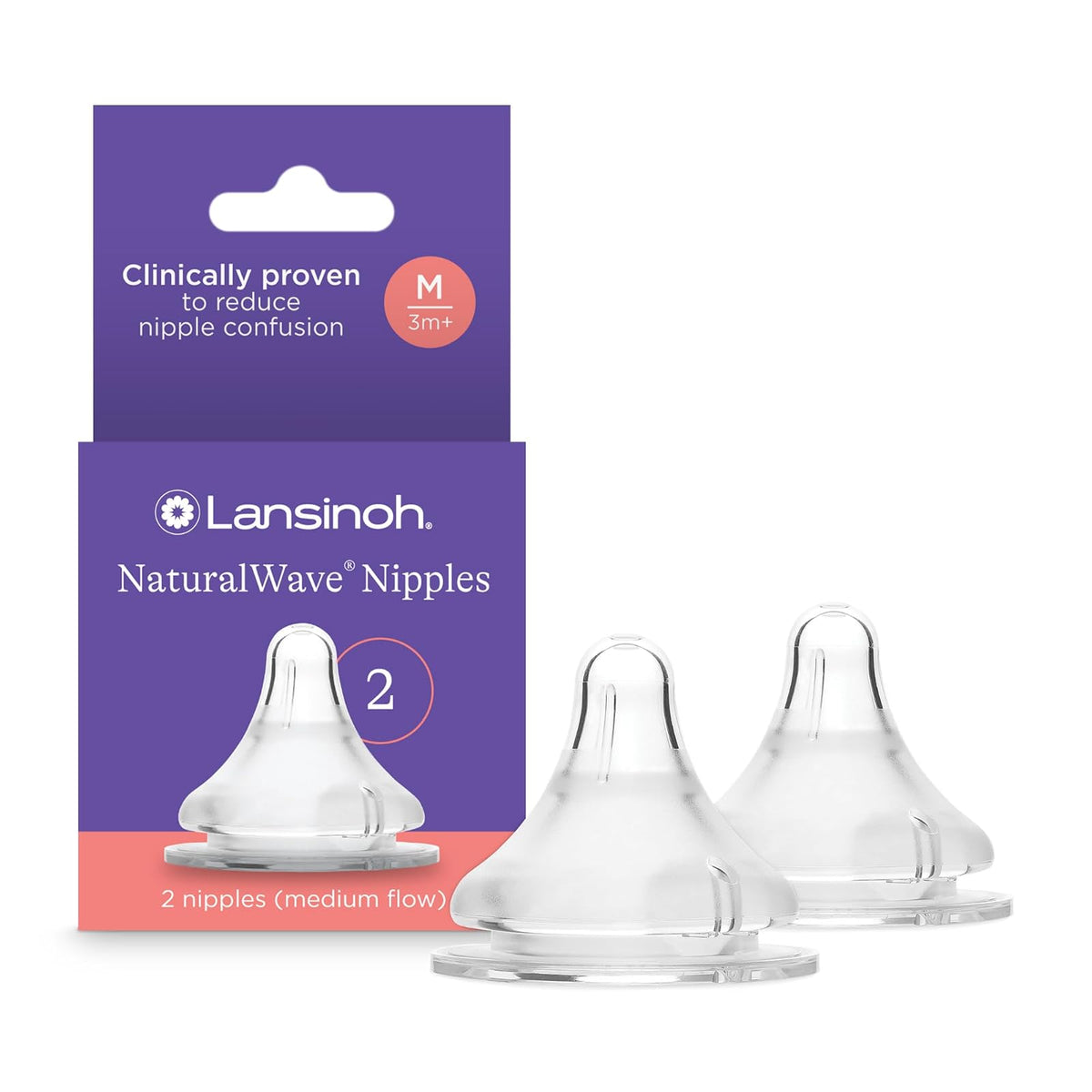 Lansinoh mOmma Nipples, Medium-Flow, 2 Count
