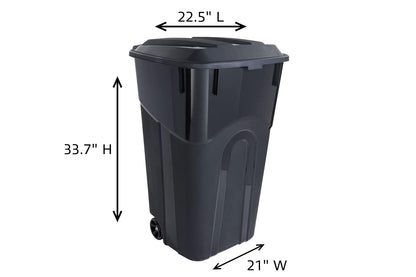 United Solutions - cubeta de basura con ruedas de 32 galones para exteriores con tapa de cierre a presión y asas resistentes, color negro, construcción resistente, perfecto para patio trasero, terraza