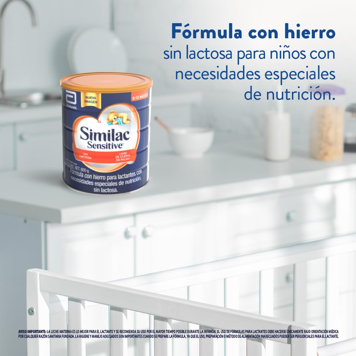 Similac Sensitive Fórmula Sin Lactosa 0-12 meses 800g | Fórmula con hierro para lactantes con necesidades especiales de nutrición, sin lactosa