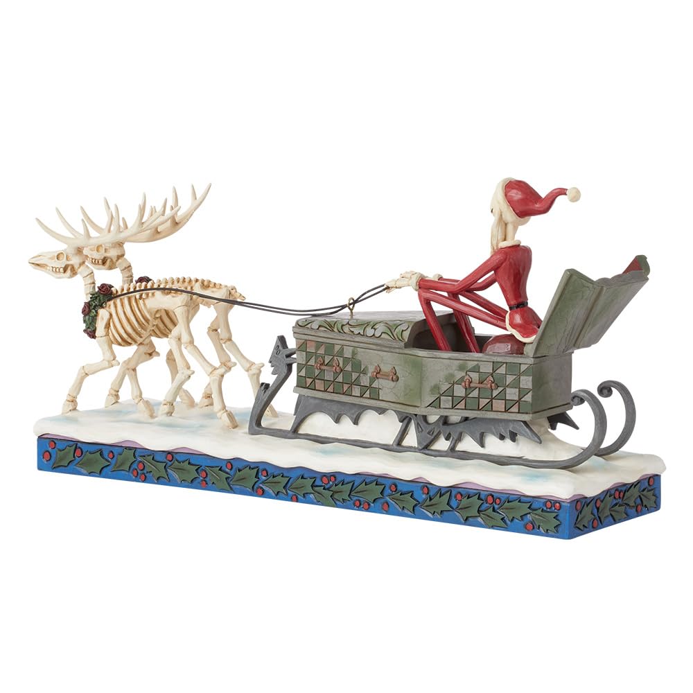 Enesco Disney Traditions Collection by Jim Shore The Nightmare Before Christmas - Figura de Papá Noel en Trineo y Calavera de Reno, Pintada a Mano para decoración del hogar, 6.5 Pulgadas