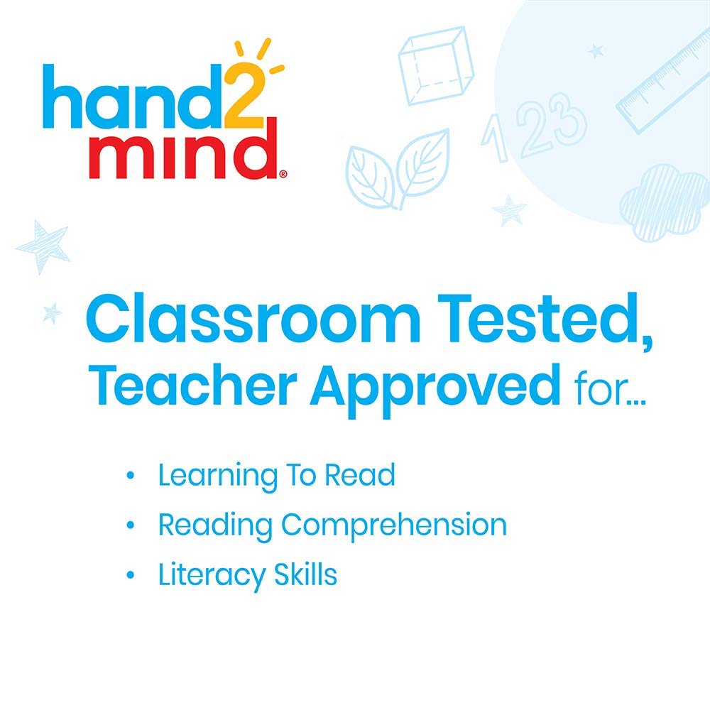 hand2mind 91496 - Marcadores de dedo para grupos pequeños, tiras de lectura guiadas, herramienta de lectura para niños y dislexia, a partir de 3 años (6 anillos extraíbles y 24 varas)