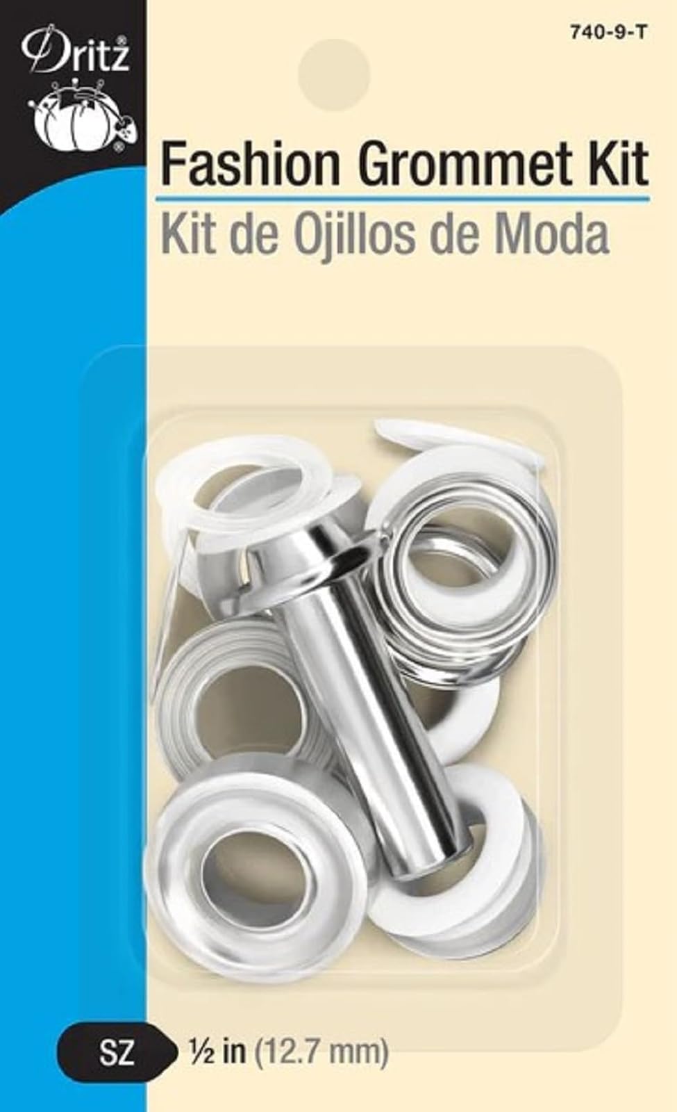 Dritz 740-1-T - Kit de Ojales con Herramientas, Color Negro, 8 Juegos de 1/2 Pulgadas