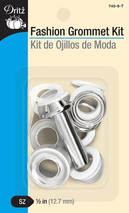 Dritz 740-1-T - Kit de Ojales con Herramientas, Color Negro, 8 Juegos de 1/2 Pulgadas