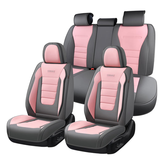 Coverado - Juego Completo de Fundas de Asiento de Automóvil de Piel de napa para Automóviles, Protector de Asiento de Automóvil, Protector de Asiento de Automóvil, Protectores de Asiento Delantero y Trasero, Ajuste