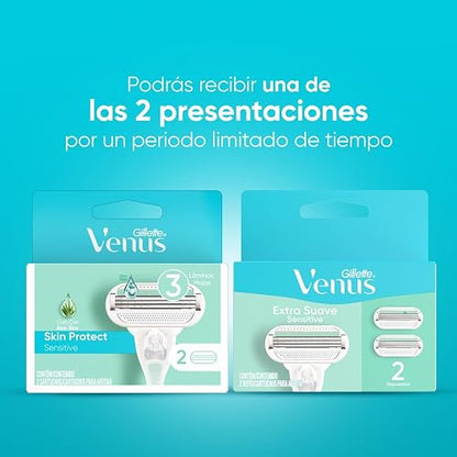 Gillette Cartucho Rastrillo Mujer Venus Extra Suave Sensitive 2 Ud