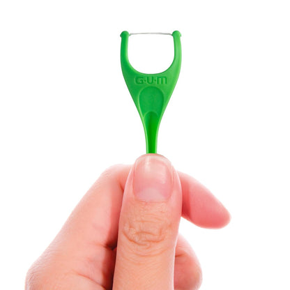 GUM Palillos Hilo Dental Angulados Sabor Menta, 75 Piezas (4 Paquetes)