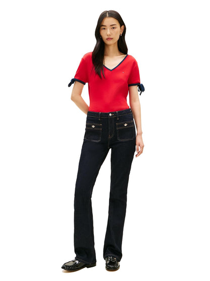 Tommy Hilfiger - Playera Acanalada con Cuello en V para