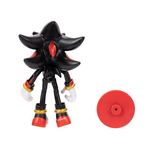 Jakks Pacific - Sega Sonic The Hedgehog Figura Articulada Modern Shadow de 4″ con Accesorio Star Spring – Colección Oficial Sonic para Fans y Niños 3+ Años