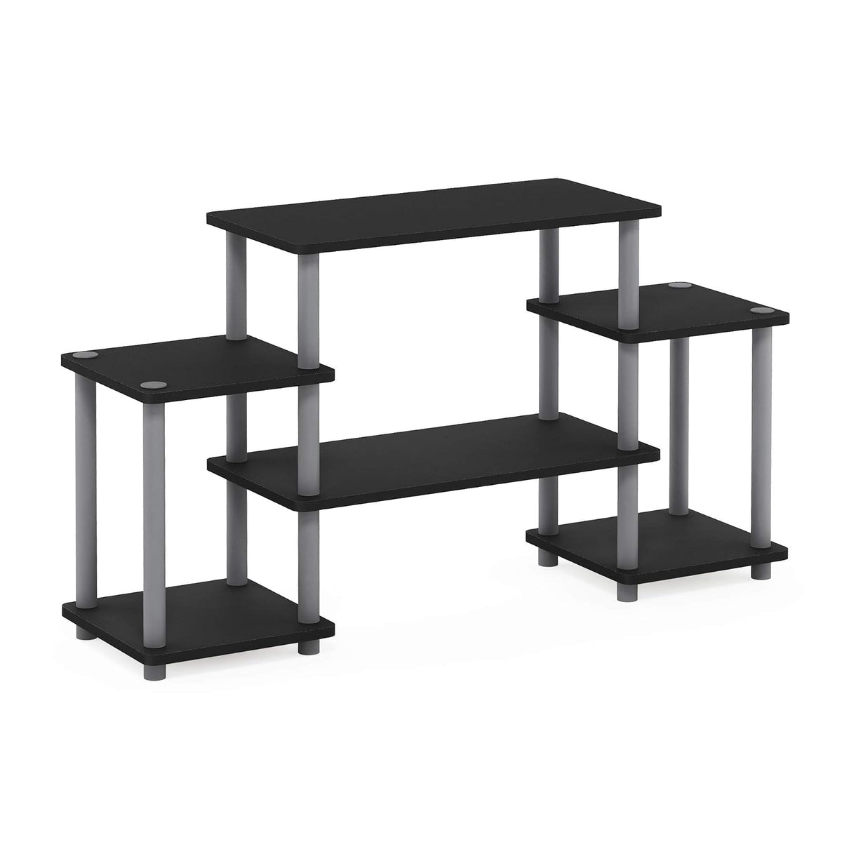 Furinno 11257BK/GY No Tools Tube Entertainment Center, Negro/Gris