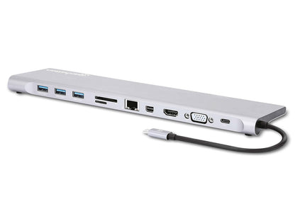 Manhattan 130578 - Estación Docking USB-C 11 en 1 con MST para Tres monitores