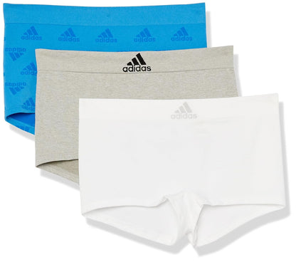adidas shorts interiores sin costuras para mujer, paquete de 3 - Pulse Blue Jacq - Heather Grey - White - CH