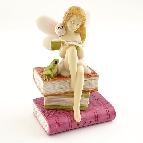 Top Collection Figura de Hadas en Miniatura para jardín y terrario, Leyendo sobre Libros con Rana y búho