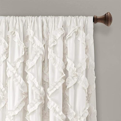 Lush Decor - Juego de Cortinas con Volantes de Diamantes con Textura para Ventana de Estar, Comedor, recámara (par), 95 x 54 Pulgadas, Color Blanco