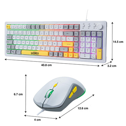 Basher Kit Gamer RGB para PC con Teclado Full Size de 102 Teclas Antighosting y Mouse de hasta 7200 dpi, Control de Volumen, Iluminación LED y Conexión USB BASH-6000