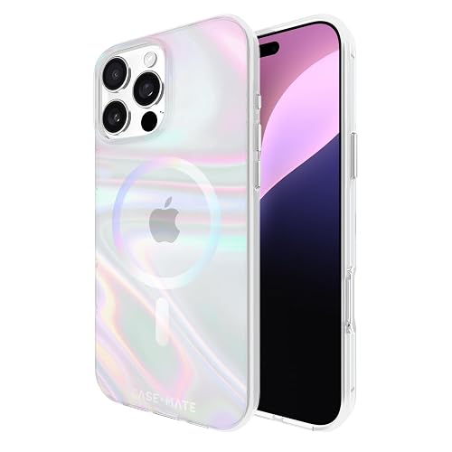 Case-Mate Funda magnética para iPhone 16 Pro MAX Compatible con MagSafe, protección contra caídas de 12 pies - Soap Bubble