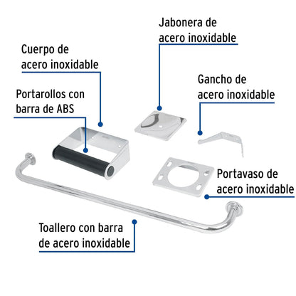 Foset Basic A-800, Juego de 5 accesorios para baño