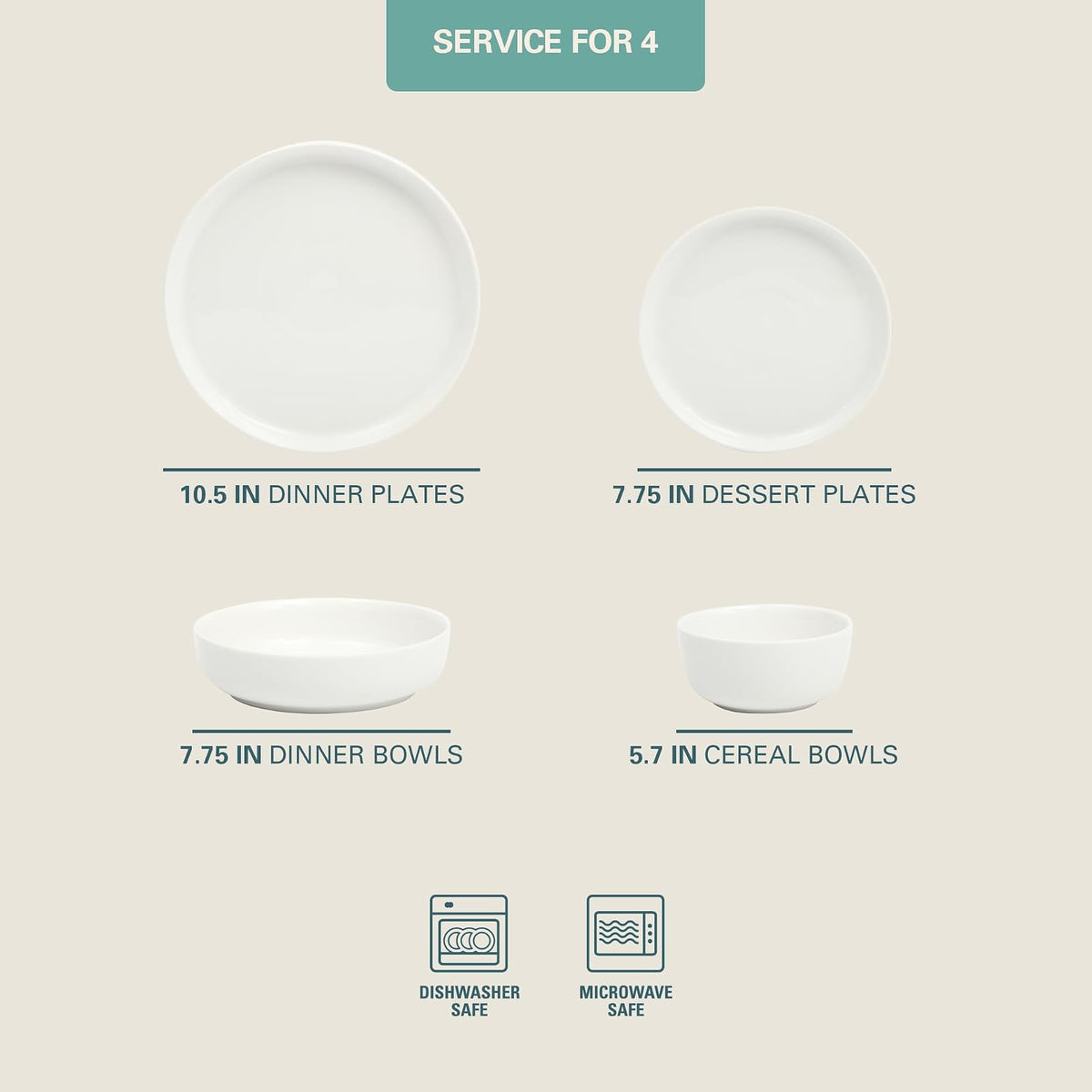 Gibson Home Oslo - Juego de vajilla de porcelana resistente a los arañazos y astillas, servicio para 4 (16 unidades), platos de cerámica y tazones, color blanco, apto para microondas y lavaplatos