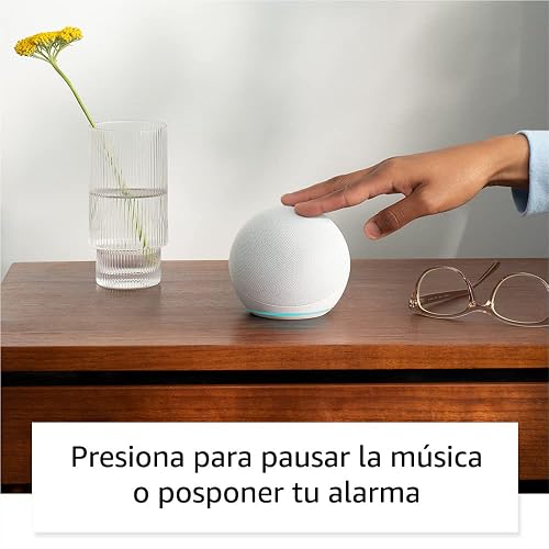 Echo Dot (modelo más reciente): bocina Alexa con sonido vibrante, ideal para recámaras, comedores y oficinas (blanco), con el Acceso Anticipado de Alexa+