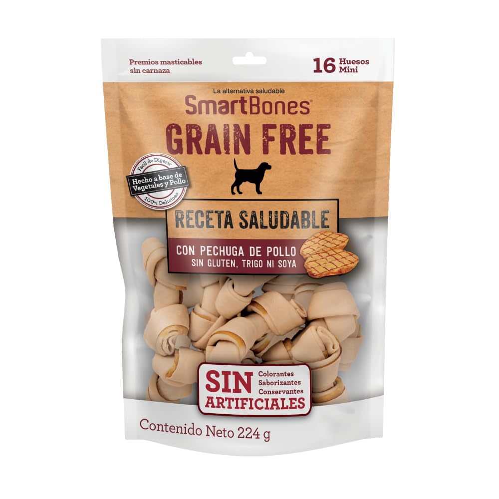 SmartBones Premios para Perro,huesitos Pollo sin Gluten sin aditivos 16 pzs