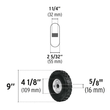 Pretul RD-92, Rueda de hule sólido 9" para diablo, doble balero, 1 pieza