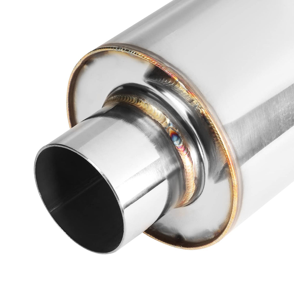 DNA MOTORING EXA-MF-004-T1 Silenciador de escape recto de acero inoxidable, universal, salida de 3 pulgadas, entrada de 2 pulgadas