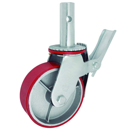 Dogotuls ZF5154 Rodaja para Andamio de Fierro con Poliuretano PU Giratoria con Freno, 6"