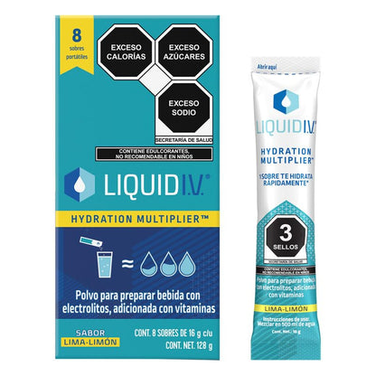 Liquid I.V. Zero Electrolitos y Vitaminas en Polvo, 8 Sobres - Limón