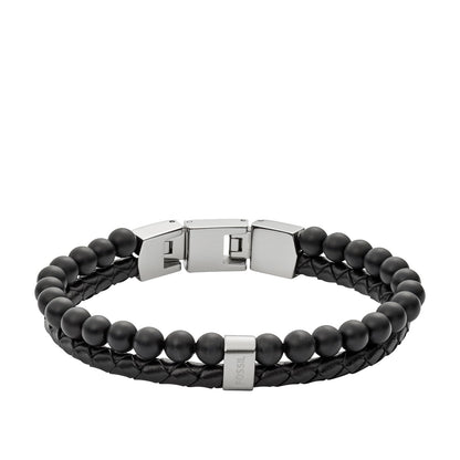 Fossil - Pulsera doble de piel para hombre