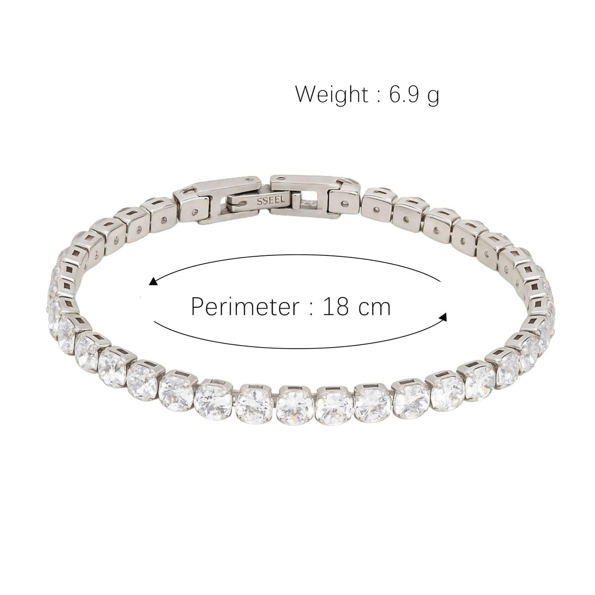 Xyphielle Pulseras para Mujer con Baño de Plata - Pulsera de Circonitas Grandes y - Regalos Elegantes (18cm)