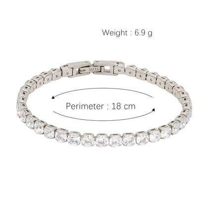 Xyphielle Pulseras para Mujer con Baño de Plata - Pulsera de Circonitas Grandes y - Regalos Elegantes (18cm)