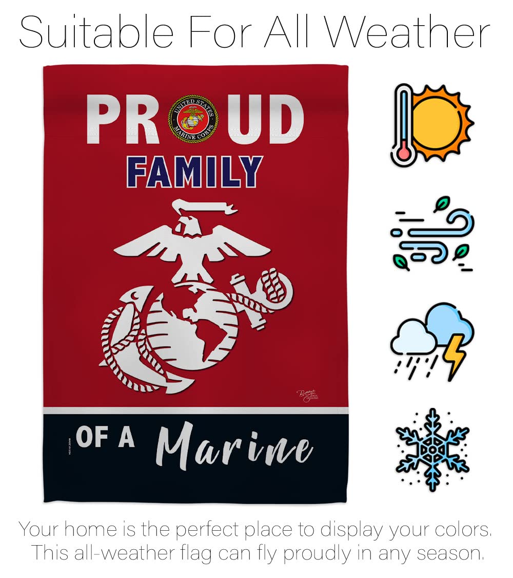 Breeze Decor Bandera de jardín de la familia orgullosa de las Fuerzas Armadas del Cuerpo de Marines USMC Semper Fi de los Estados Unidos de América, Militar de veteranos de jubilación oficial para la casa de jubilación, regalo de doble cara, fabricado en 