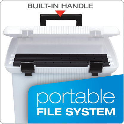 Pendaflex - Caja de archivo portátil, color blanco esmerilado, tapa con bisagras con cierre de doble cierre (41745AMZ)