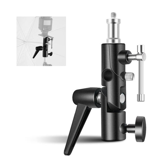 NEEWER Soporte de Flash de Cámara Montaje Tipo H con Soporte de Caja de Luz de Paraguas, Adaptador de Soporte de Luz de Metal Ajustable Giratorio de 180° con Adaptador 1/4" a 3/8"