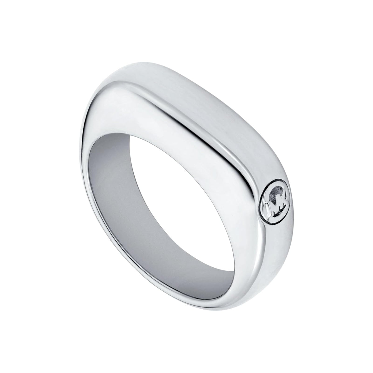Anillo cuadrado Michael Kors de latón en color plateado para mujer, MKJ8601040 talla 8