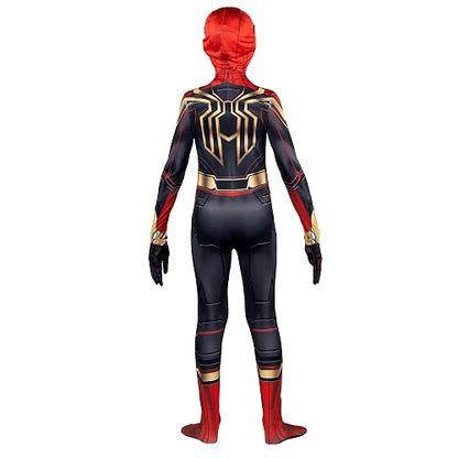 Marvel - Disfraz de Zentai de lujo oficial de Spider-Man integrado para jóvenes, elastano elástico con cremalleras ocultas y aberturas para la muñeca (M) multicolor