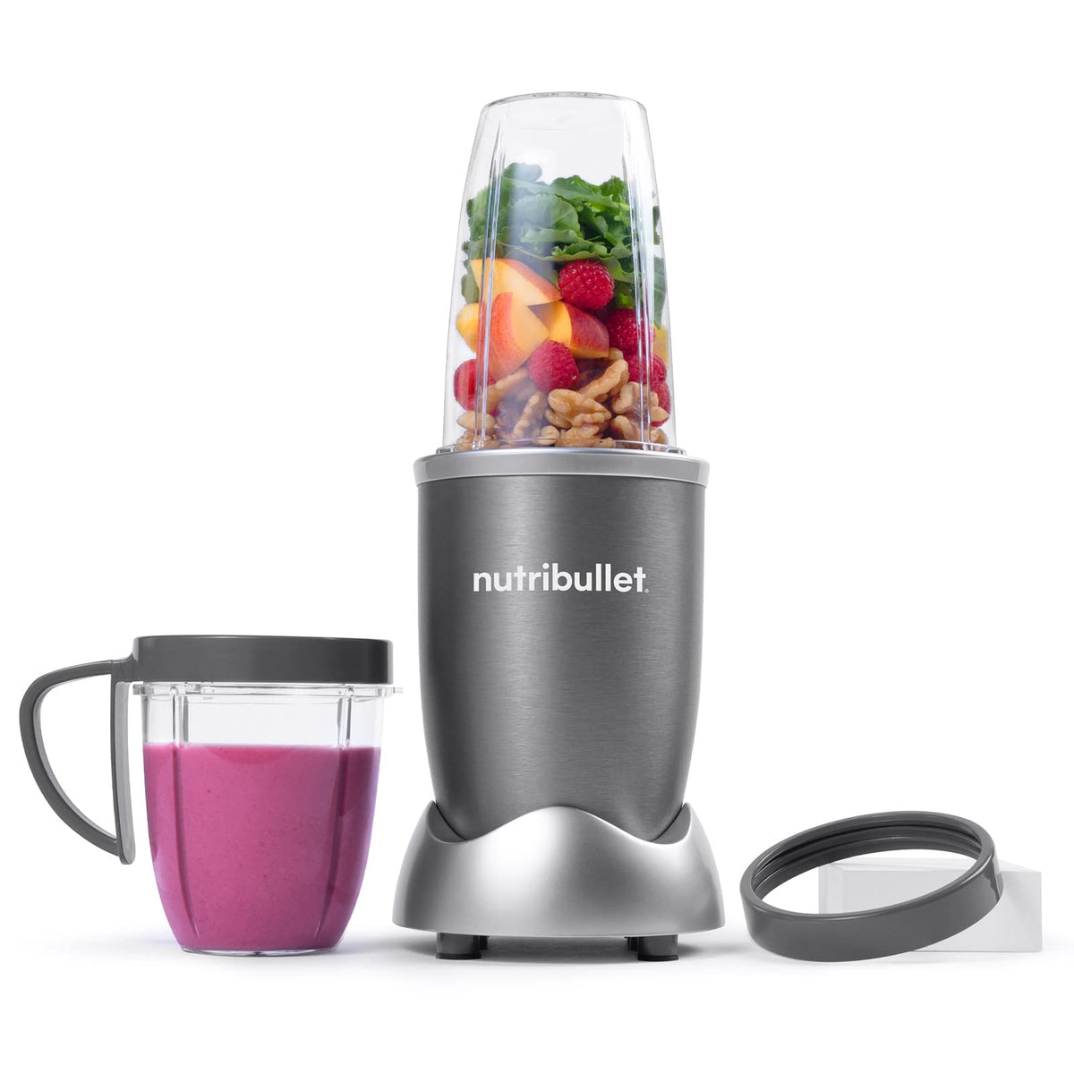 NutriBullet Licuadora Personal 600W con Vaso para Llevar - Gris
