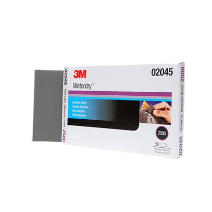 3M Wetordry Hoja Abrasiva 401Q Grano 2500+ 02045, 5.5 x 9 in, Paquete de 50