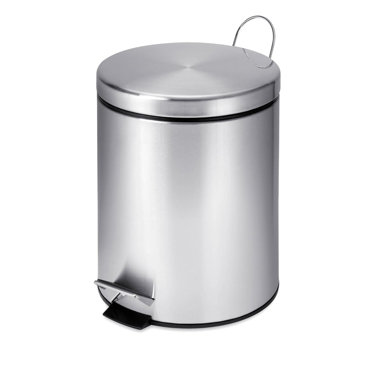 Honey-Can-Do TRS-01449 Basurero Redondo de Acero Inoxidable con Pedal para Apertura de Tapa, 5 litros - Moderno - Acero Inoxidable