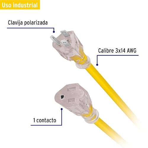 Volteck ERA-4X14, Extensión reforzada, aterrizada, 4 m, calibre 14, Volteck
