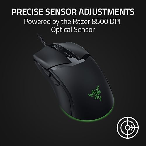 Razer Cobra Mouse para Juegos con Cable: Peso 58g - Interruptores Ópticos Gen-3 - Iluminación Chroma RGB con Luz Inferior - Sensor Óptico Preciso De 8500 dpi - Pies De Ratón 100% PTFE - Negro