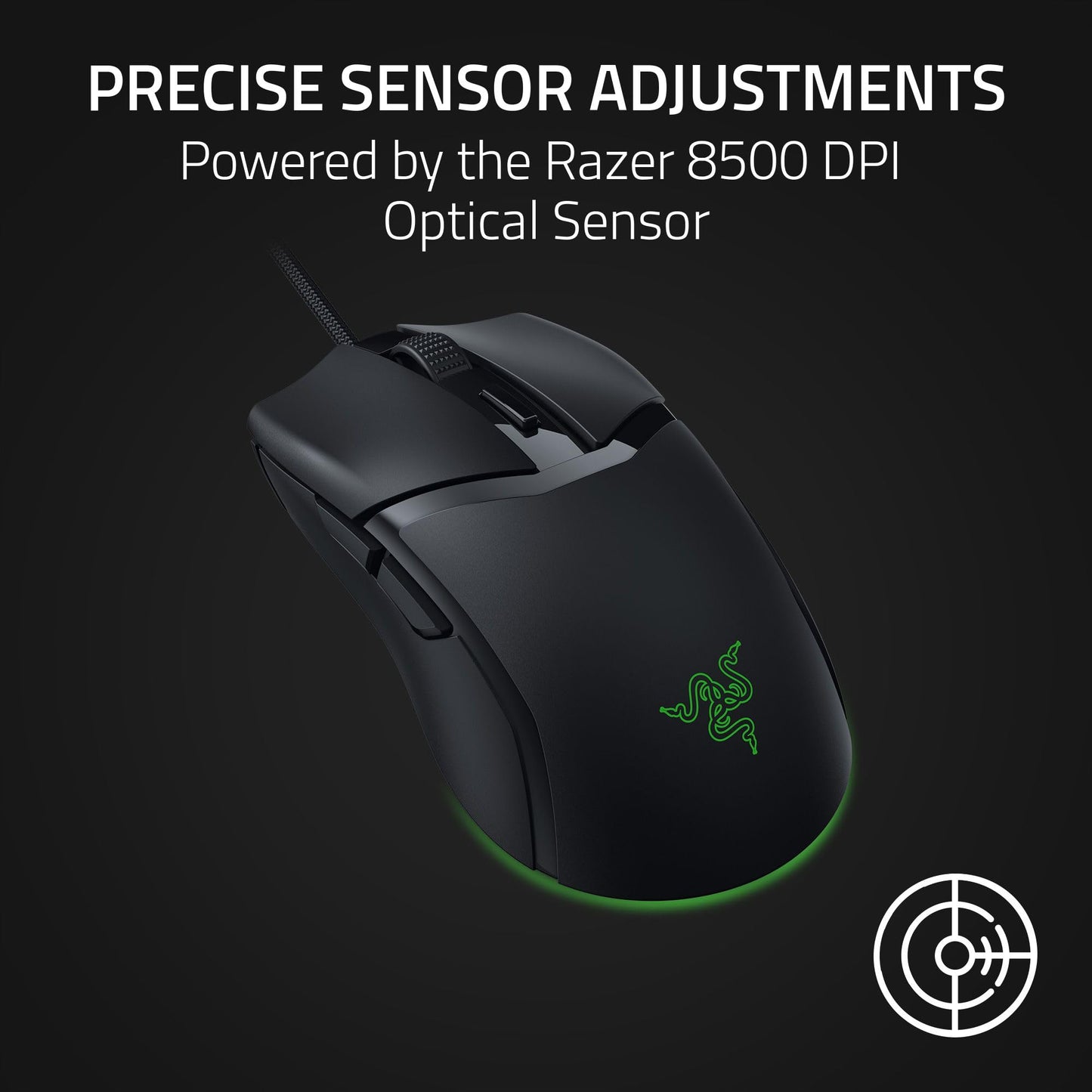 Razer Cobra Mouse para Juegos con Cable: Peso 58g - Interruptores Ópticos Gen-3 - Iluminación Chroma RGB con Luz Inferior - Sensor Óptico Preciso De 8500 dpi - Pies De Ratón 100% PTFE - Negro